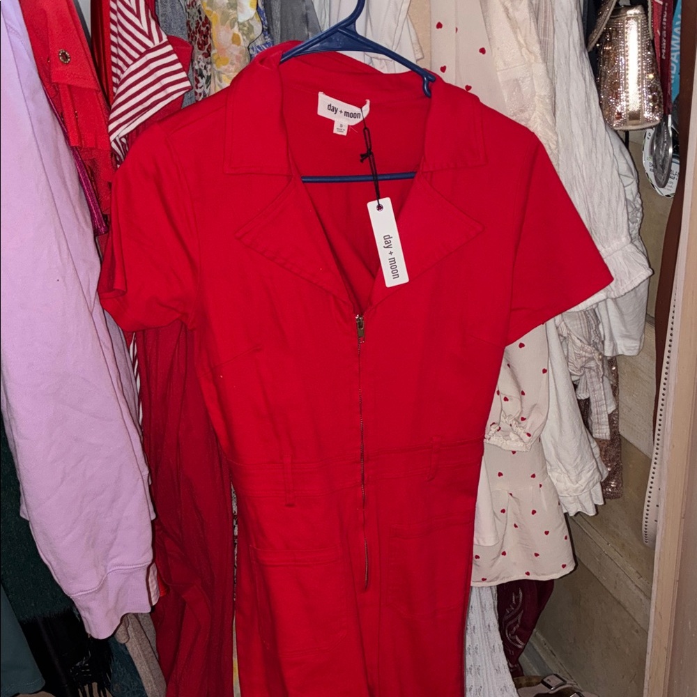 Day & Moon NWT Red Zip-Front Jumpsuit